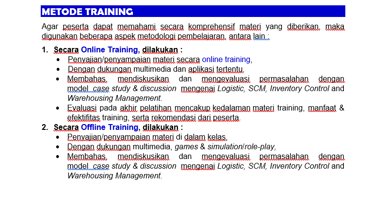 Metode Trainning dan Pelatihan