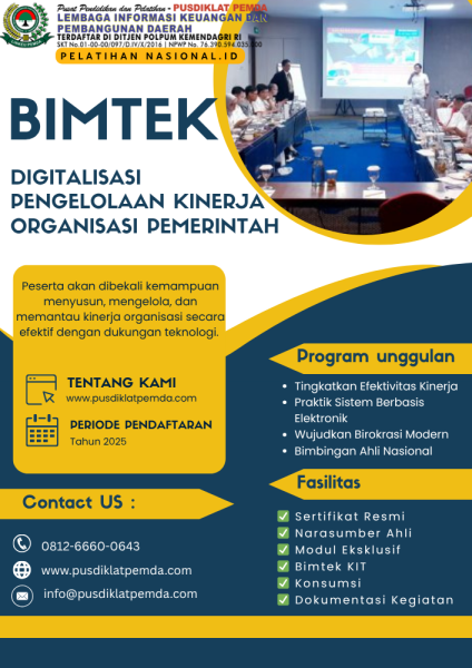 Bimtek Digitalisasi Pengelolaan Kinerja Organisasi Pemerintah 2025–2026